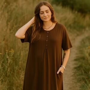 dwell & slumber Brown Caftan Dress Mumu Nightgown House Dress Size XS/S
